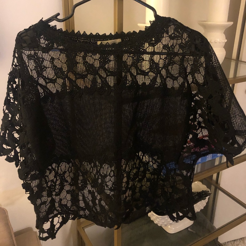 Zara boxy lace panel top